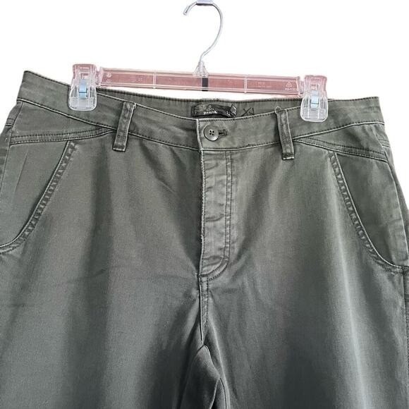 Prana Size 12 Olive Green Cotton Halle Straight Leg Hiking Utility Pants  (L369) - Picture 2 of 6